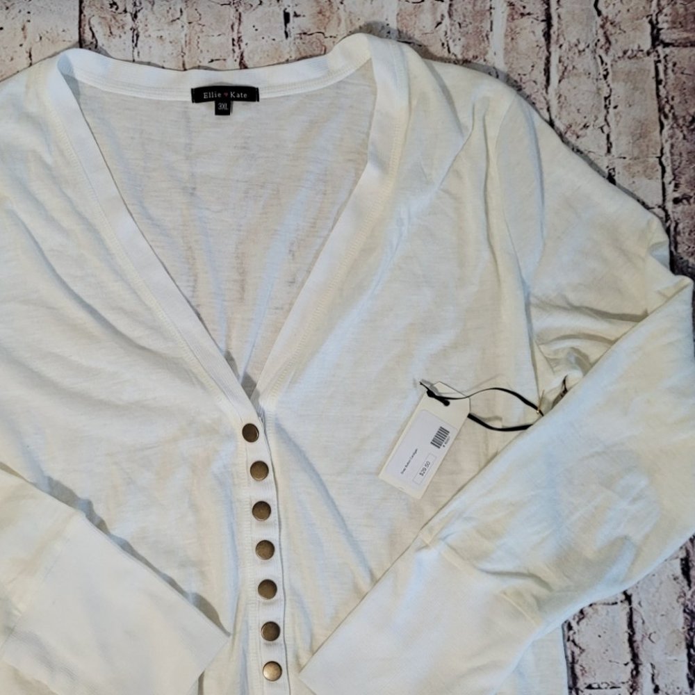 Ellie Kate Snap Button Cardigan Sweater, Size 3XL, NWT